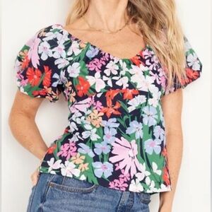 OLD NAVY WOMENS FLORAL TOP XL 🩷🩵🤍🧡💚💙NWOT